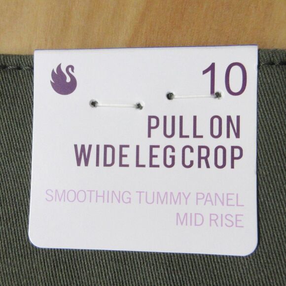 GLORIA VANDERBILT Tummy Control Wide Leg Crop Pants Sz 10 Army Green Olive NWT - Picture 6 of 15